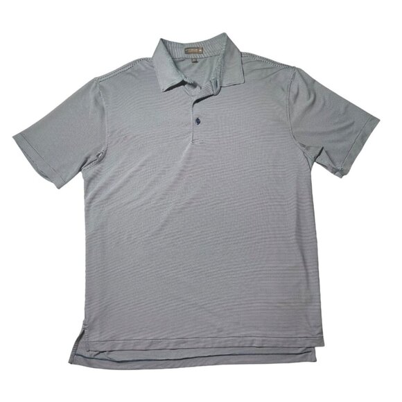 Peter Millar Men's XL Striped Polo Shirt Blue & White Breathable Summer Comfort - Picture 1 of 11